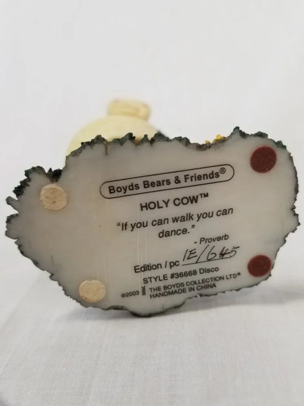Boyds Bears and Friends Holy Cow DISCO 1st Edition #645 Bobble Cow Angel 2003